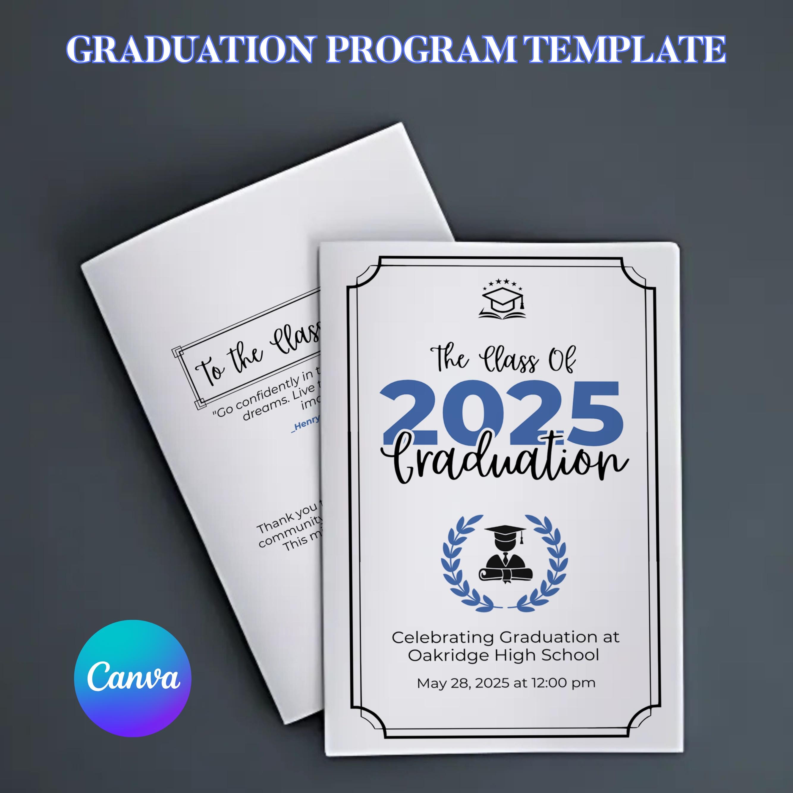 2025 Graduation Program Template Editable 2025 Ceremony Card,class of ...