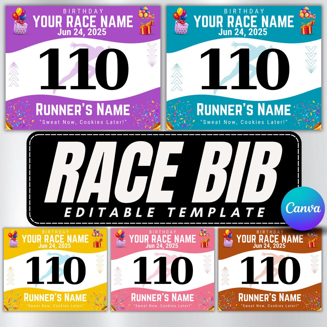 Race Bibs Template, Custom Race Bib, Printable Racing Bib, Running Race ...