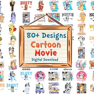 80 Designs Blue Dog Png, Blue Dog Birthday Png, Blue Dog Family Png, Blue Dog Bundle Png, Blue Dog Friends Bundle Png,Cartoon Characters Png