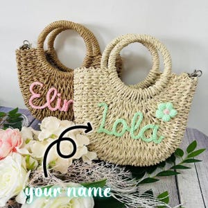 Bolsa de palha estilo férias à beira-mar com nome em forma de letra faça você mesmo, bolsa transversal de palha