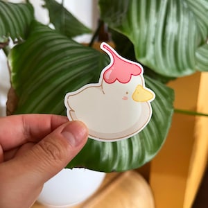 Pegatina de pato - Pato con sombrero de flores | Pegatina brillante | Pegatina linda | Kawaii