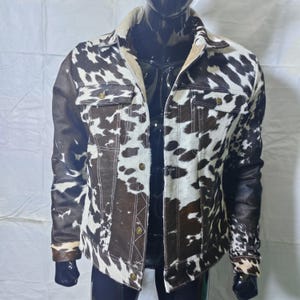 Handmade Cowhide Leather Biker Jacket: Western Rodeo Cowboy Style