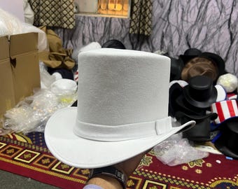 Steampunk Top Hat: white wool Victorian formal Costume hat
