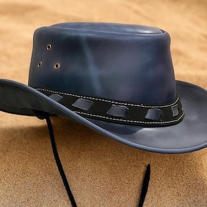Kapelusz kowbojski: Szary skórzany kapelusz w stylu western rodeo z szerokim rondem