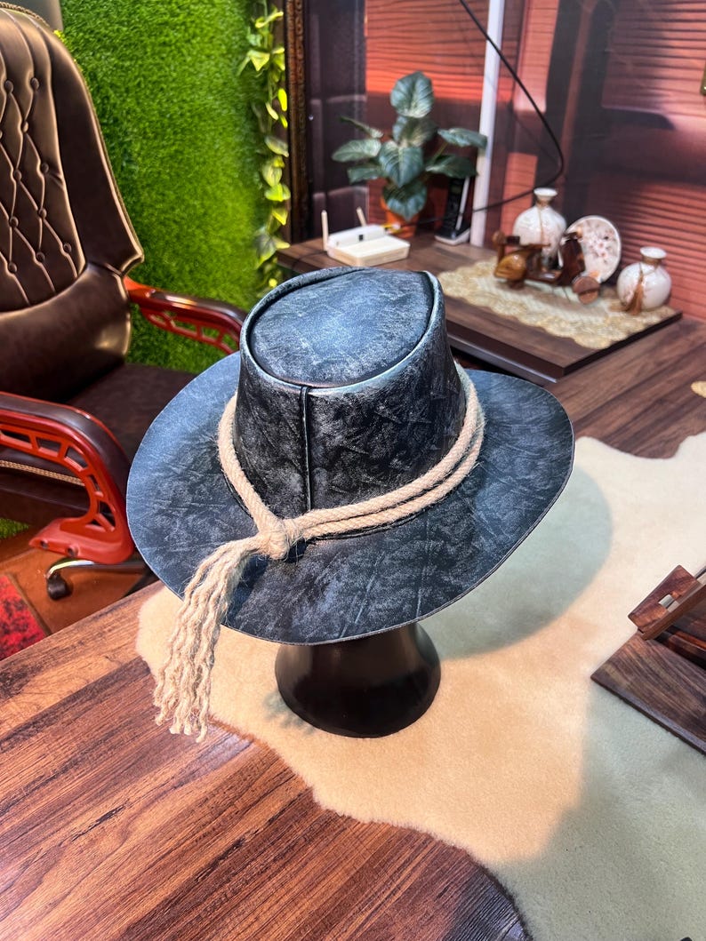 Gray Ranch Riding Hat Cowboy Hat: Grey Leather Rope Band Western Wide Brim Rodeo Style Hat - Etsy