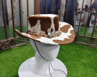 Vintage Cowhide Cowboy Hat: Braided Band Western Rodeo Style  display picture 3