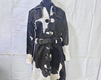 Gabardina de piel de vaca hecha a mano: estilo vaquero de rodeo occidental
