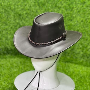 Handmade Leather Cowboy Hat: Western Rodeo Style, Wide Brim