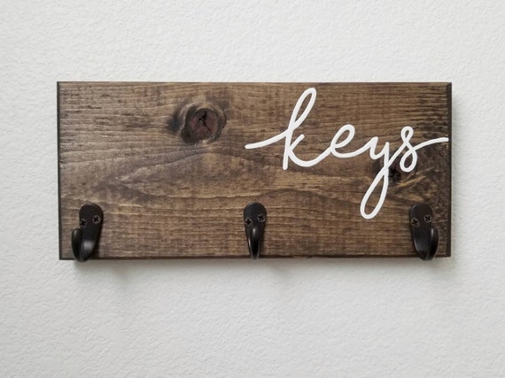 Key Hooks for Wall Wood Key Holder Wood Sign Farmhouse Key | Etsy