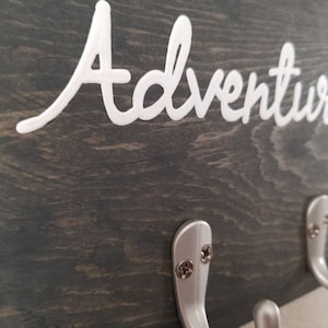 Adventure Awaits Wood Sign With Key Hooks and Leash Hooks, Dog Leash Hanger, Key Rack, Dog Leash Holder, Entryway Organizer image 5