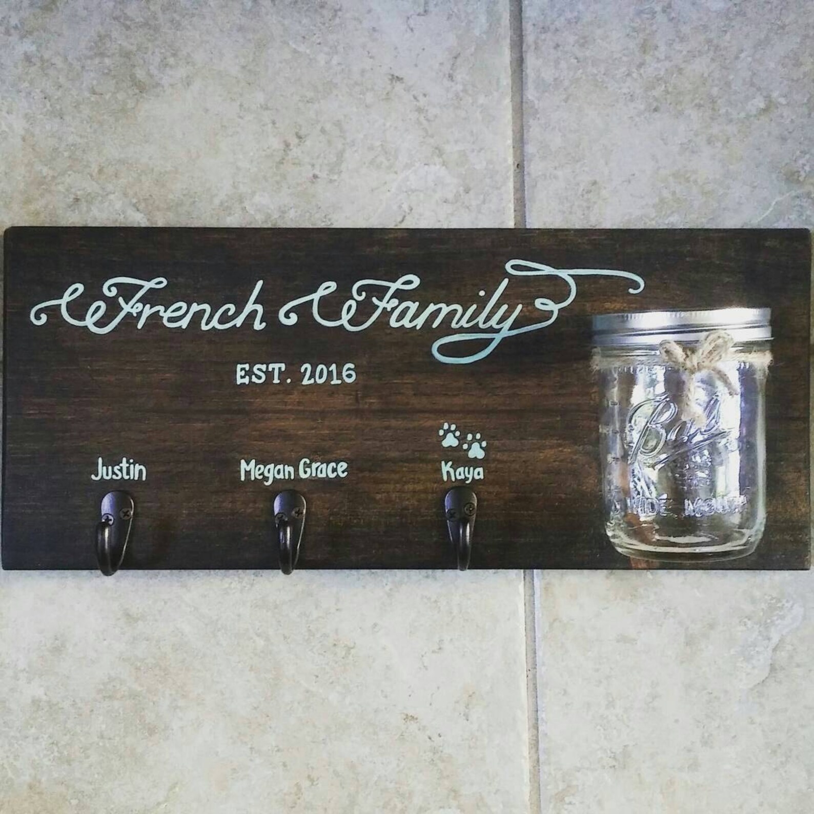 Personalized Family Key Hook Sign Key Holder Dog Leash Etsy