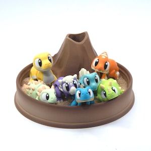 Set of 7 Mini Baby Dino Flexi Figures, 3D Printed Sensory Dinosaur Figurines, Wobbly Sensory Desk Pets, Small Articulated Dino Figures