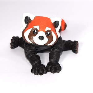 Posable Red Panda, 3D Printed Fully Flexible Handmade Himalayan Animal Figurine, Red Panda Endangered Species Sensory Fidget