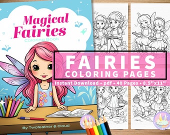 Fairy kleurplaten PDF, afdrukbaar Fairy kleurboek voor kinderen tieners volwassenen INSTANT DOWNLOAD Fairy Printables