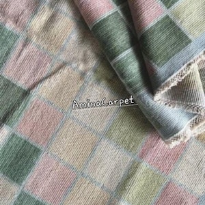 Pastel pink Oushak rug 8×10 9×12 10×14 | Hand-knotted Wool custom size & color | Muted floral soft pink beige green carpet