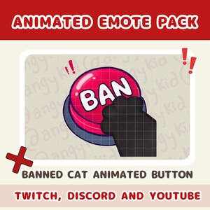 Animated & Static BAN Button, Cat emote for Chat and Stream, Animated Emotes for Twitch, Discord, Youtube, emotes twitch, cute emote