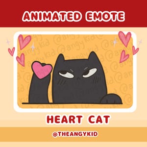 Emote animata &quot;Cuore di gatto&quot;, emote &quot;Gatto nero&quot;, emote &quot;Twitch&quot;, emote &quot;Calcio&quot;, emote &quot;YouTube&quot;, download immediato / emote pronta all&#39;uso per gli streamer