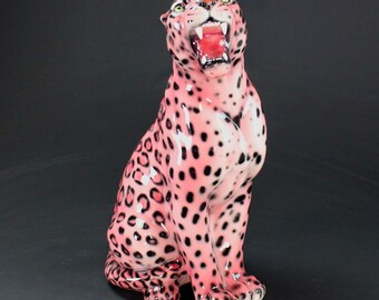 Exclusive Decorative Leopard Statue, Pink, 62 Cm, Ceramic