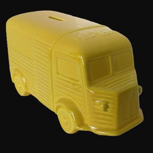 Tirelire exclusive en céramique jaune Citroën HY Type H, fabriquée sur mesure en Italie