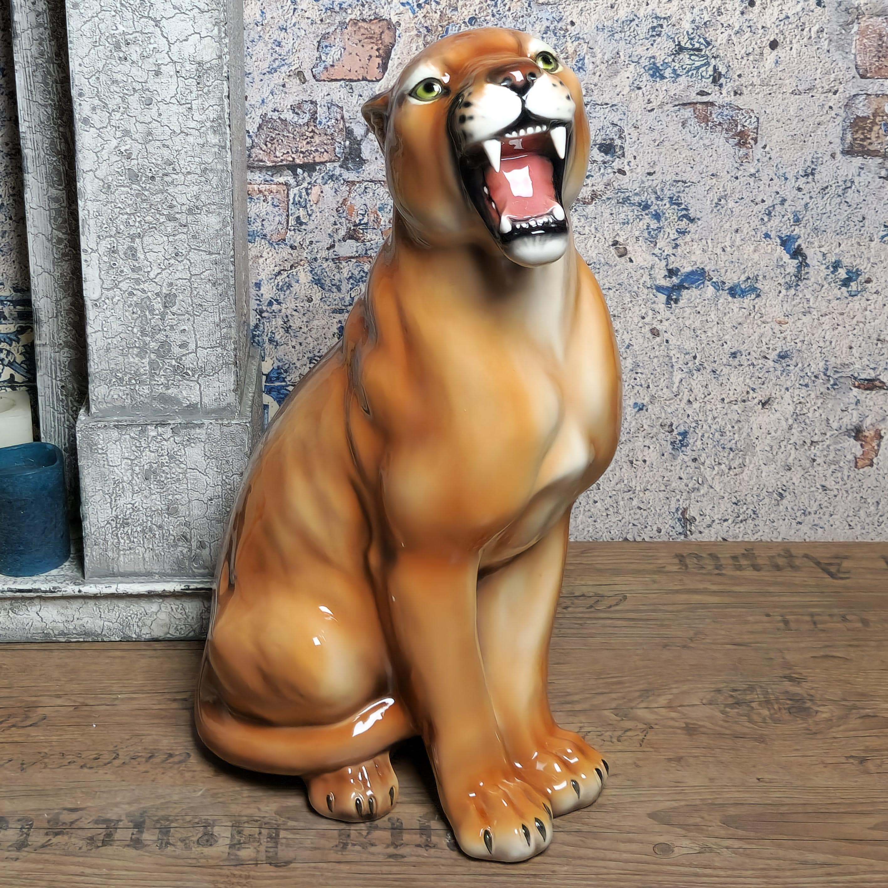 チーター　ピューマ　陶器置物 チーター ピューマ 陶器置物 Puma of Ceramic - Etsy