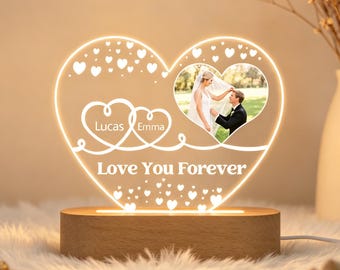Custom Photo Heart Night Light, Photo Collage LED Light, Photo Collage Frame Lamp, First Anniversary Gift, Wedding Gift for Friends Couple