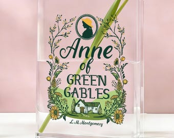 Anne of Green Gables Acrylic Book Vase, Readers Book Vase, Book Shaped Flower Vase, Literary Vase, Bookish Home Decor, Book Lover Club Gift