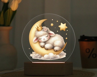 Slapende baby dier nachtlampje voor kinderkamer, kinderkamer nachtlampje, aangepast nachtlampje, cadeau baby meisje, cadeau babyjongen, cadeau babyshower