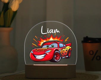 Car Night Light Lightning McQueen Light For Kids Room, Nursery Night Light, Personalized Name Night Light, Boy Night Light, Baby Shower Gift