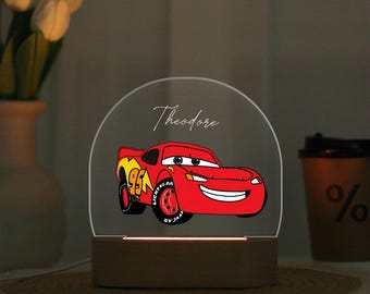 Car Night Light Lightning McQueen Light For Kids Room, Nursery Night Light, Personalized Name Night Light, Boy Night Light, Baby Shower Gift