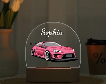 Car Night Light For Kids Room, Nursery Night Light, Personalized Name Car Night Light, Boy Night Light, Girl Night Light, Baby Shower Gift