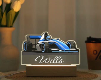 Custom Car Racing Night Light For Kids Room, Nursery Night Light, Customized Night Light, Boys Night Light, Gift For Kids, Baby Shower Gift