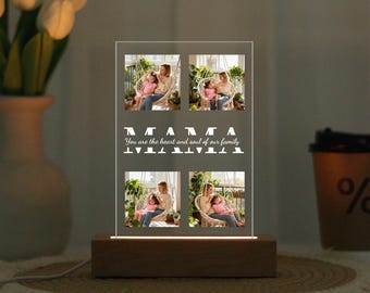 Custom Photos Night Light, Memorial Photos Light, Personalized Night Light, Photo and Text Gift, Gift for Mom Dad Wife Friend, Bedroom Light