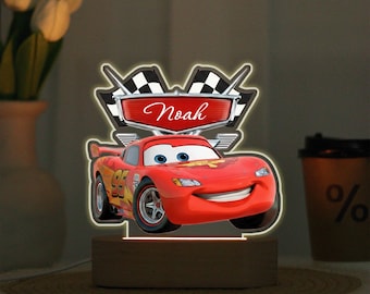 Car Night Light Lightning McQueen Light For Kids Room, Nursery Night Light, Personalized Name Night Light, Boy Night Light, Baby Shower Gift
