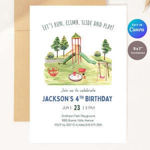 Playground Birthday Invitation: Party in the Park, Editable Template (Digital Download)