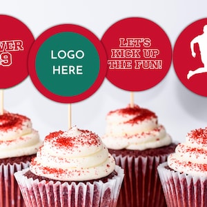 Op Liverpool FC geïnspireerde voetbalcupcaketoppers: bewerkbaar voetbalverjaardagsfeestje (direct downloaden) L123