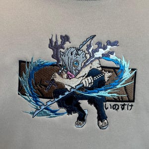 Inosuke Embroidered Hoodie, Demon Slayer Anime Sweatshirt, Beast Breathing Design, Manga Shirt Gift for Him, Her, Kimetsu no Yaiba EKNYA202