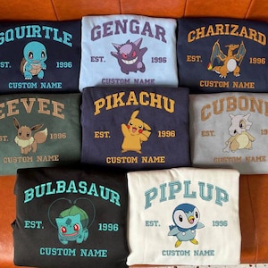 Custom Anime Character Embroidered Sweatshirt, Anime Embroidered Shirt, Gift for Anime Lover, Anime Bithday Shirt, ESL068-076