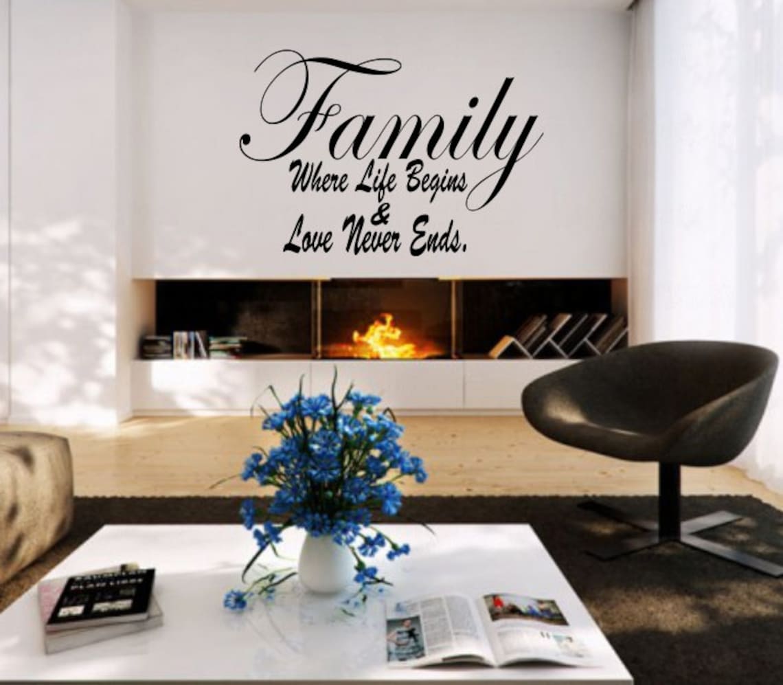 Family Where life begins love never ends vinyl wall decal | Etsy