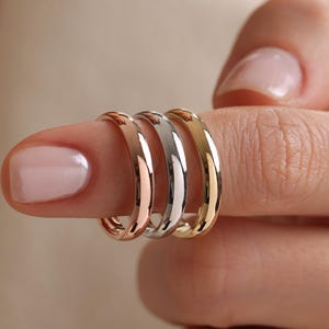 3MM Dome Wedding Band | Comfort Fit Domed Ring for Women & Men | Solid Gold Hollow or 14K Yellow, White, Rose Gold Filled Wedding Bands
