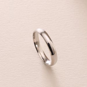 White Gold Dome Wedding Band 3mm – Polished White Gold Wedding Ring for Men & Women – 10K, 14K, 18K Solid Gold Classic Comfort Fit Ring