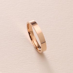 3MM Solid Rose Gold Flat Wedding Band – 10K, 14K, 18K Polished Rose Gold Wedding Band - Comfort Fit Ring for Men & Women - Free Engraving