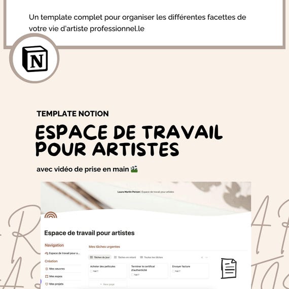 Template Notion "Espace de travail pour artistes"