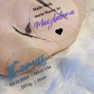 2er Set Acrylglas / Plexiglas Schilder zur Geburt / für die Babyparty personalisierbar mit Geburtsdaten und Name Geschenk Meilensteinkarten