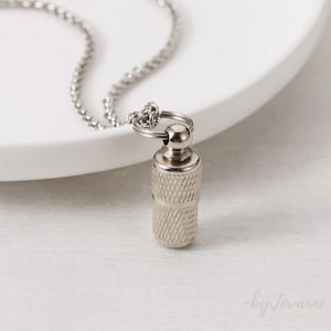Unisex Capsule Urn Necklace for Ashes Personalized Memorial Keepsake Pendant Discreet Ash Jewelry Custom Message Inside Gift for Loss