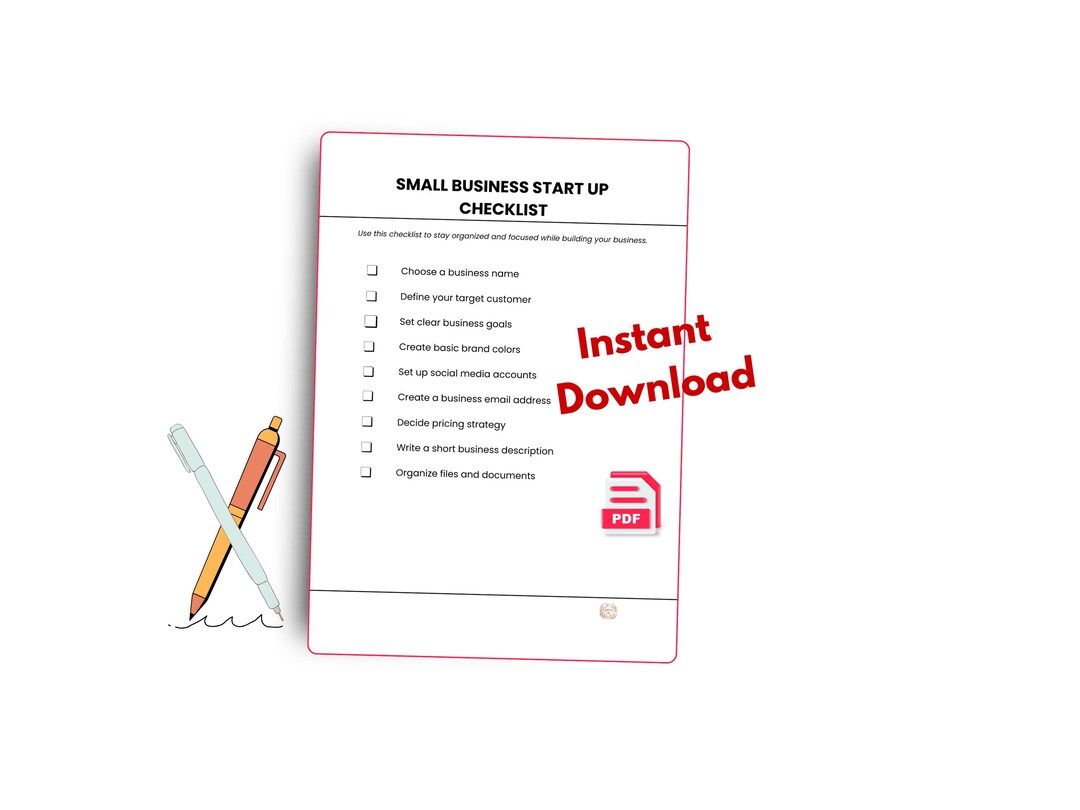 Small Business Checklist Printable | Startup & Daily Checklist ...