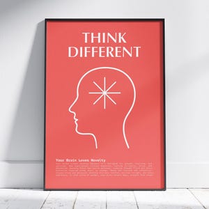 Poster motivazionale CORALLO ROSSO / Arte murale minimalista / Stampa originale Brain Loves / Decorazione per ufficio ispiratrice / Regalo per la crescita mentale