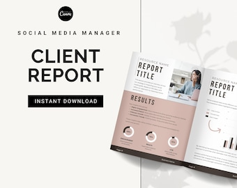 Social Media Client Report Canva Template for Freelancers (Digital Download)