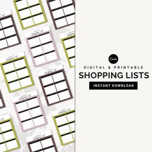 Shopping List | Grocery List | Grocery Planner | To Buy List | Fully Customizable | Canva Template | Printable | Instant Digital Download