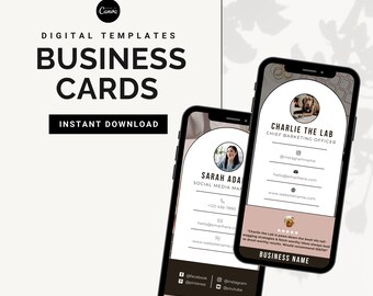 Digital, Textable Business Cards | Instant Download | Canva Template | Freelancer | Business Owner