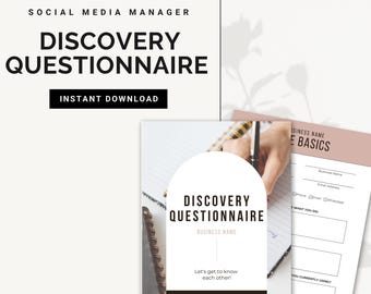 Discovery Questionnaire | Canva Template | Social Media Manager | Freelancer